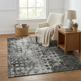 5' X 8' Charcoal And Ivory Ikat Shag Washable Area Rug With UV Protection - HomeRoots - Flyclothing LLC