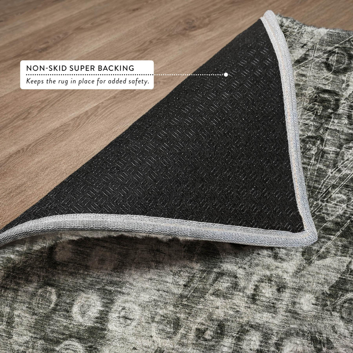 5' X 8' Charcoal And Ivory Ikat Shag Washable Area Rug With UV Protection - HomeRoots - Flyclothing LLC