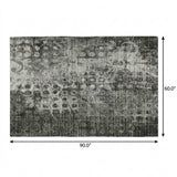 5' X 8' Charcoal And Ivory Ikat Shag Washable Area Rug With UV Protection - HomeRoots - Flyclothing LLC
