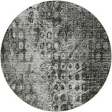 8' Charcoal And Ivory Ikat Shag Washable Round Rug With UV Protection - HomeRoots - Flyclothing LLC