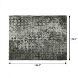 9' X 12' Charcoal And Ivory Ikat Shag Washable Area Rug With UV Protection - HomeRoots - Flyclothing LLC