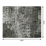 10' X 14' Charcoal And Ivory Ikat Shag Washable Area Rug With UV Protection - HomeRoots - Flyclothing LLC