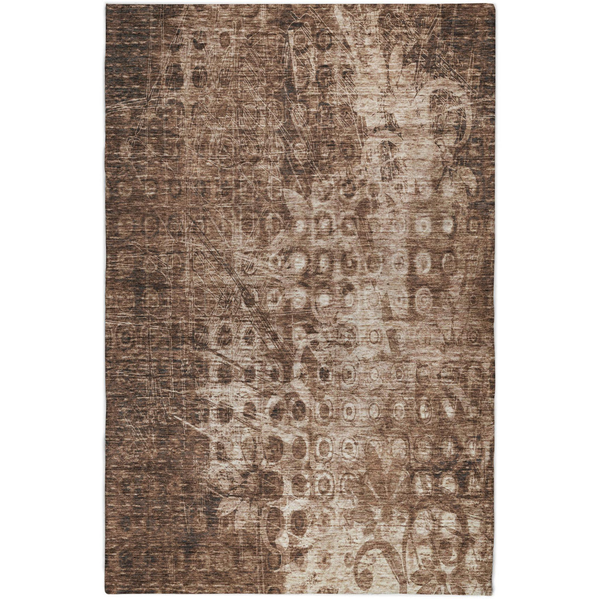 5' X 8' Chocolate And Beige Ikat Shag Washable Area Rug With UV Protection - HomeRoots - Flyclothing LLC
