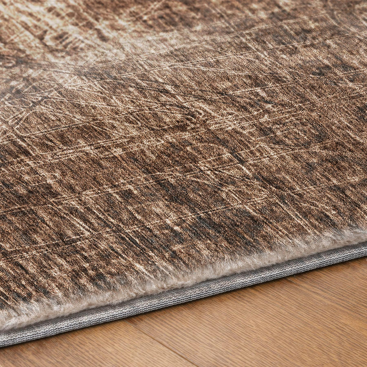 5' X 8' Chocolate And Beige Ikat Shag Washable Area Rug With UV Protection - HomeRoots - Flyclothing LLC