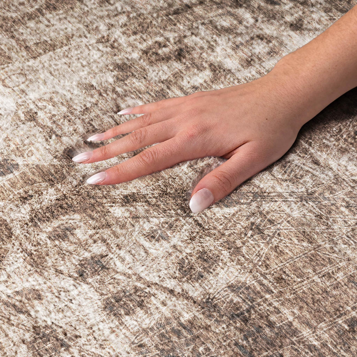5' X 8' Chocolate And Beige Ikat Shag Washable Area Rug With UV Protection - HomeRoots - Flyclothing LLC