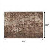 5' X 8' Chocolate And Beige Ikat Shag Washable Area Rug With UV Protection - HomeRoots - Flyclothing LLC