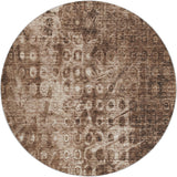 8' Chocolate And Beige Ikat Shag Washable Round Rug With UV Protection - HomeRoots - Flyclothing LLC