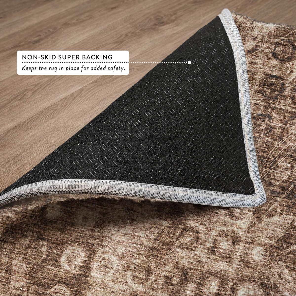8' Chocolate And Beige Ikat Shag Washable Round Rug With UV Protection - HomeRoots - Flyclothing LLC