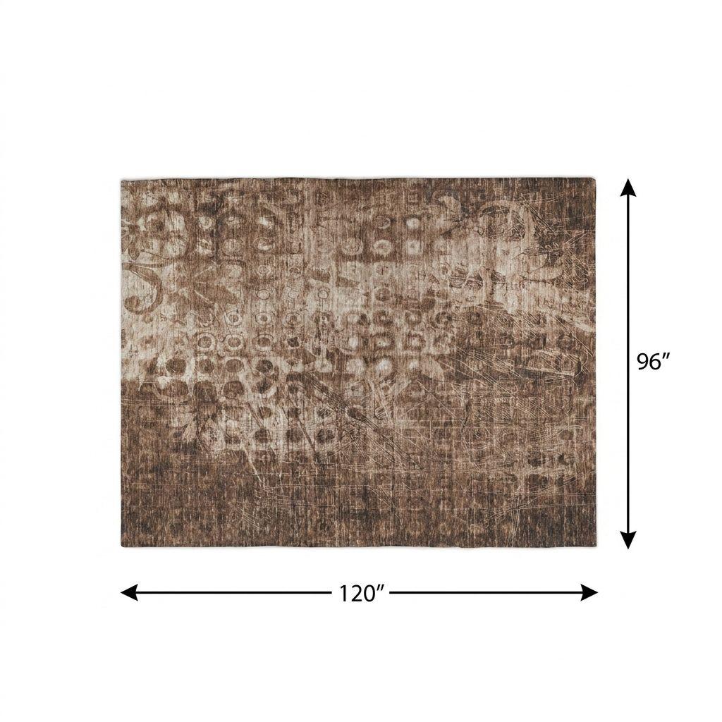 8' X 10' Chocolate And Beige Ikat Shag Washable Area Rug With UV Protection - HomeRoots - Flyclothing LLC