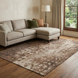 9' X 12' Chocolate And Beige Ikat Shag Washable Area Rug With UV Protection - HomeRoots - Flyclothing LLC