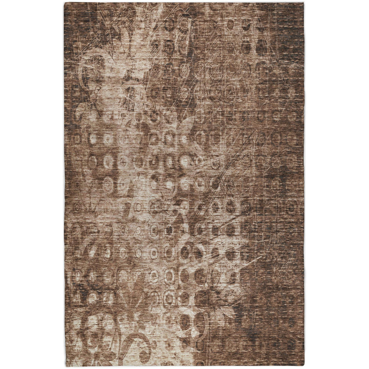9' X 12' Chocolate And Beige Ikat Shag Washable Area Rug With UV Protection - HomeRoots - Flyclothing LLC