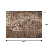9' X 12' Chocolate And Beige Ikat Shag Washable Area Rug With UV Protection - HomeRoots - Flyclothing LLC