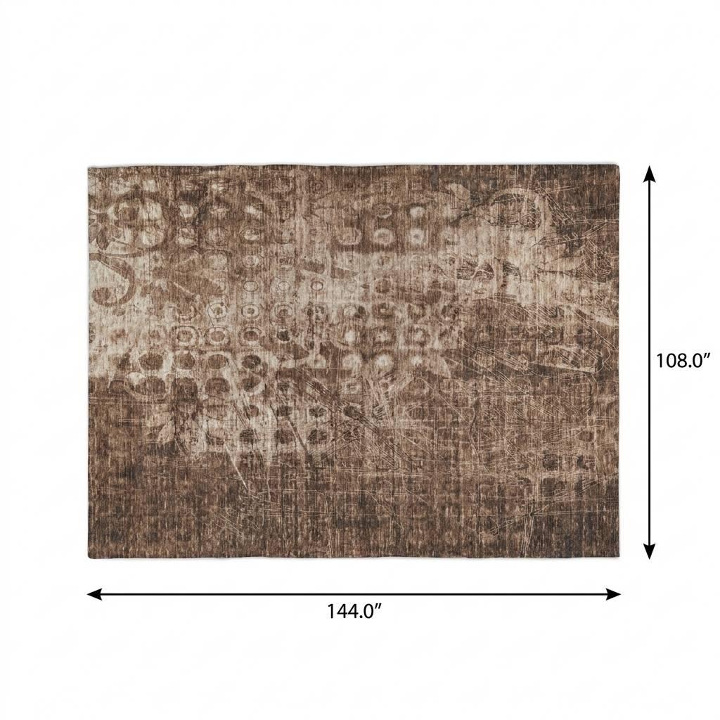 9' X 12' Chocolate And Beige Ikat Shag Washable Area Rug With UV Protection - HomeRoots - Flyclothing LLC