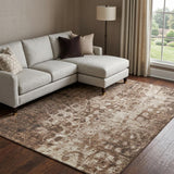 10' X 14' Chocolate And Beige Ikat Shag Washable Area Rug With UV Protection - HomeRoots - Flyclothing LLC