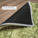 8' Olive Green And Taupe Ikat Shag Washable Round Rug With UV Protection - HomeRoots - Flyclothing LLC