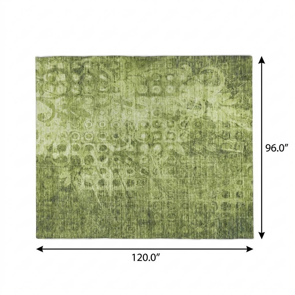 8' X 10' Olive Green And Taupe Ikat Shag Washable Area Rug With UV Protection - HomeRoots - Flyclothing LLC