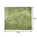 8' X 10' Olive Green And Taupe Ikat Shag Washable Area Rug With UV Protection - HomeRoots - Flyclothing LLC
