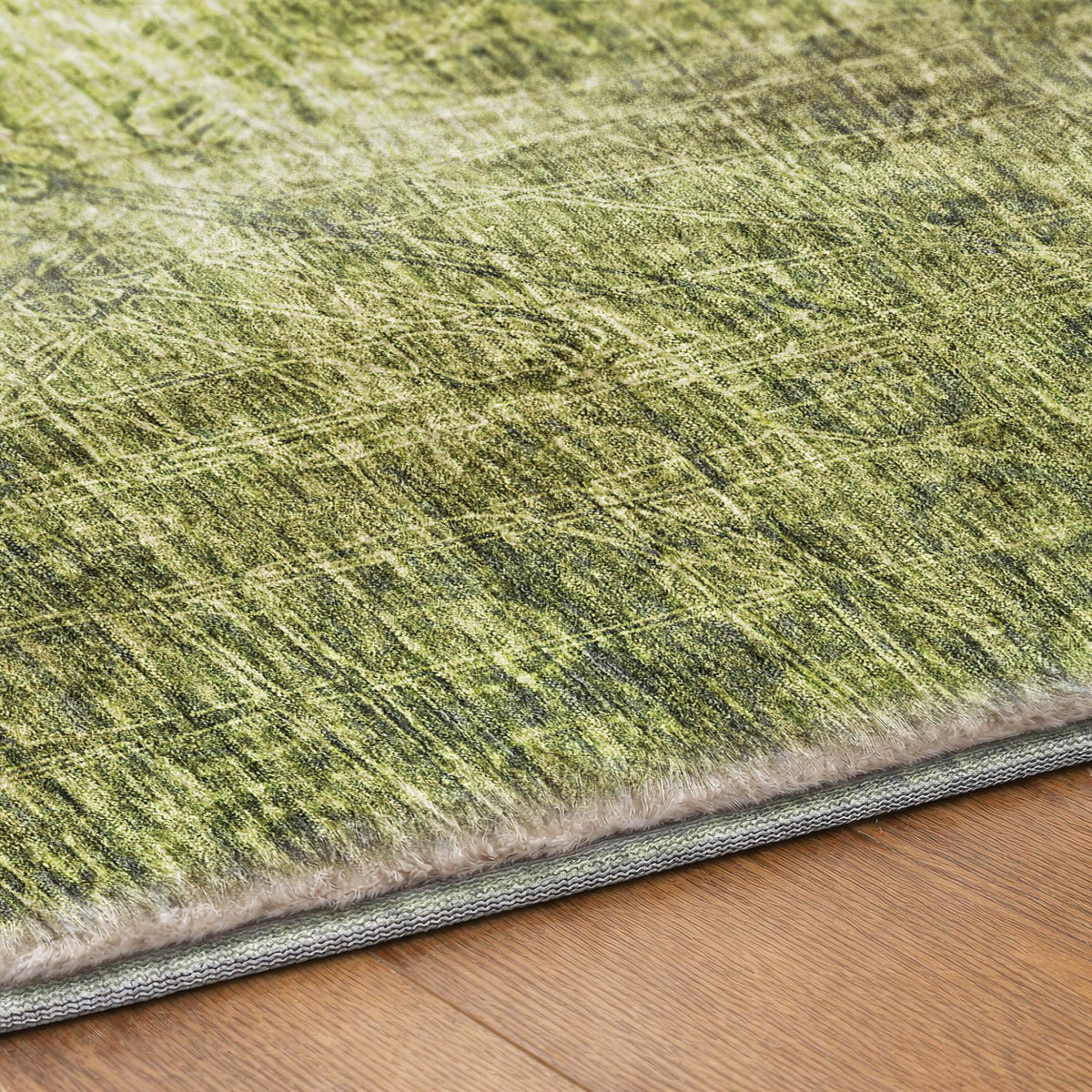 9' X 12' Olive Green And Taupe Ikat Shag Washable Area Rug With UV Protection - HomeRoots - Flyclothing LLC