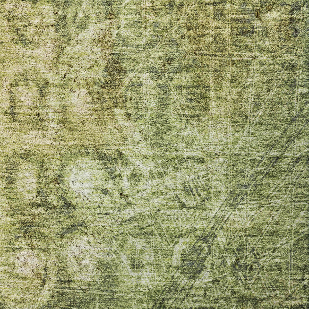 9' X 12' Olive Green And Taupe Ikat Shag Washable Area Rug With UV Protection - HomeRoots - Flyclothing LLC