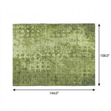 9' X 12' Olive Green And Taupe Ikat Shag Washable Area Rug With UV Protection - HomeRoots - Flyclothing LLC