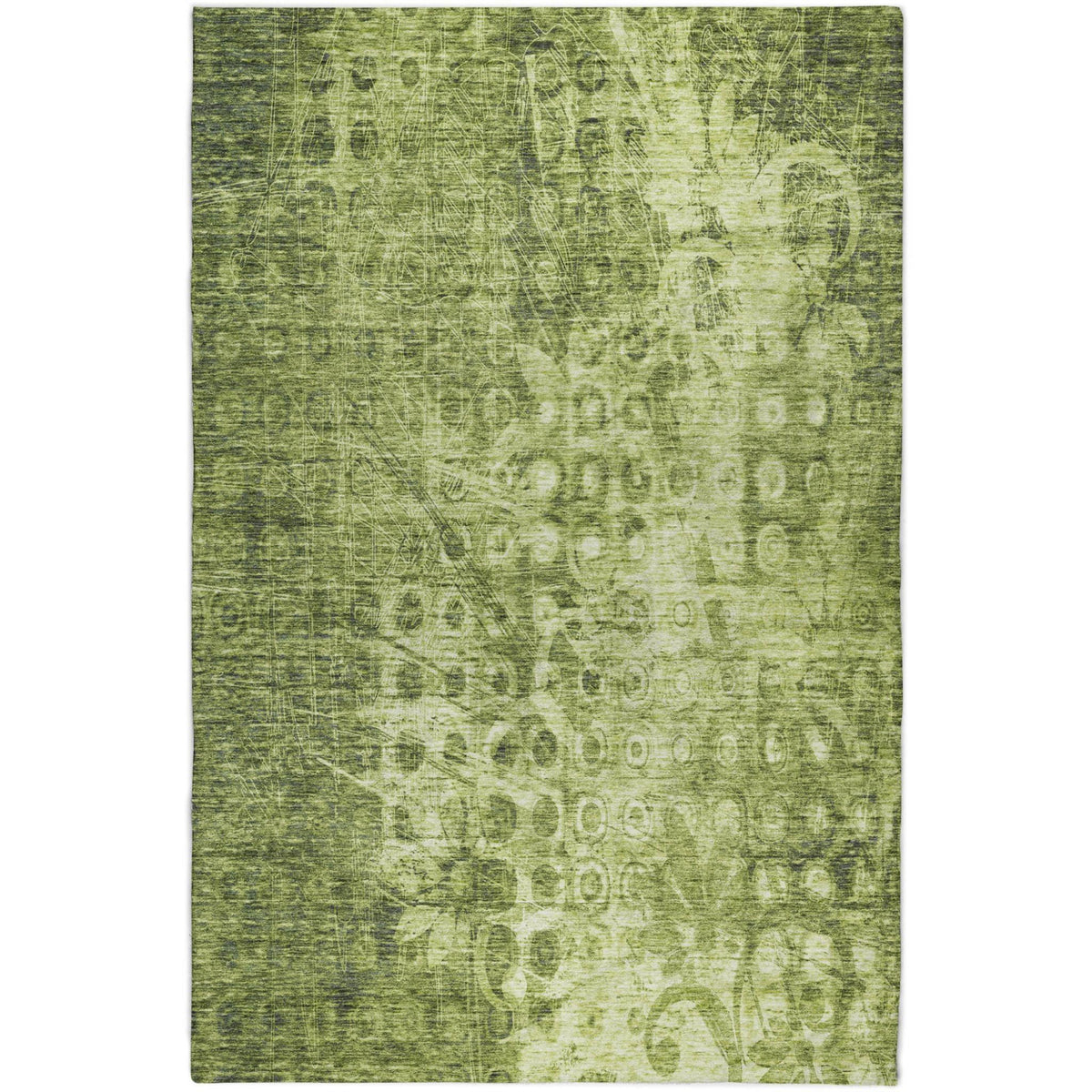 10' X 14' Olive Green And Taupe Ikat Shag Washable Area Rug With UV Protection - HomeRoots - Flyclothing LLC