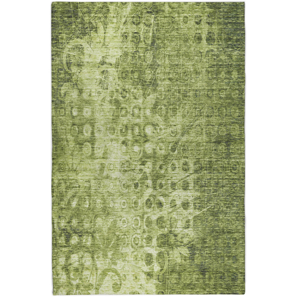 10' X 14' Olive Green And Taupe Ikat Shag Washable Area Rug With UV Protection - HomeRoots - Flyclothing LLC