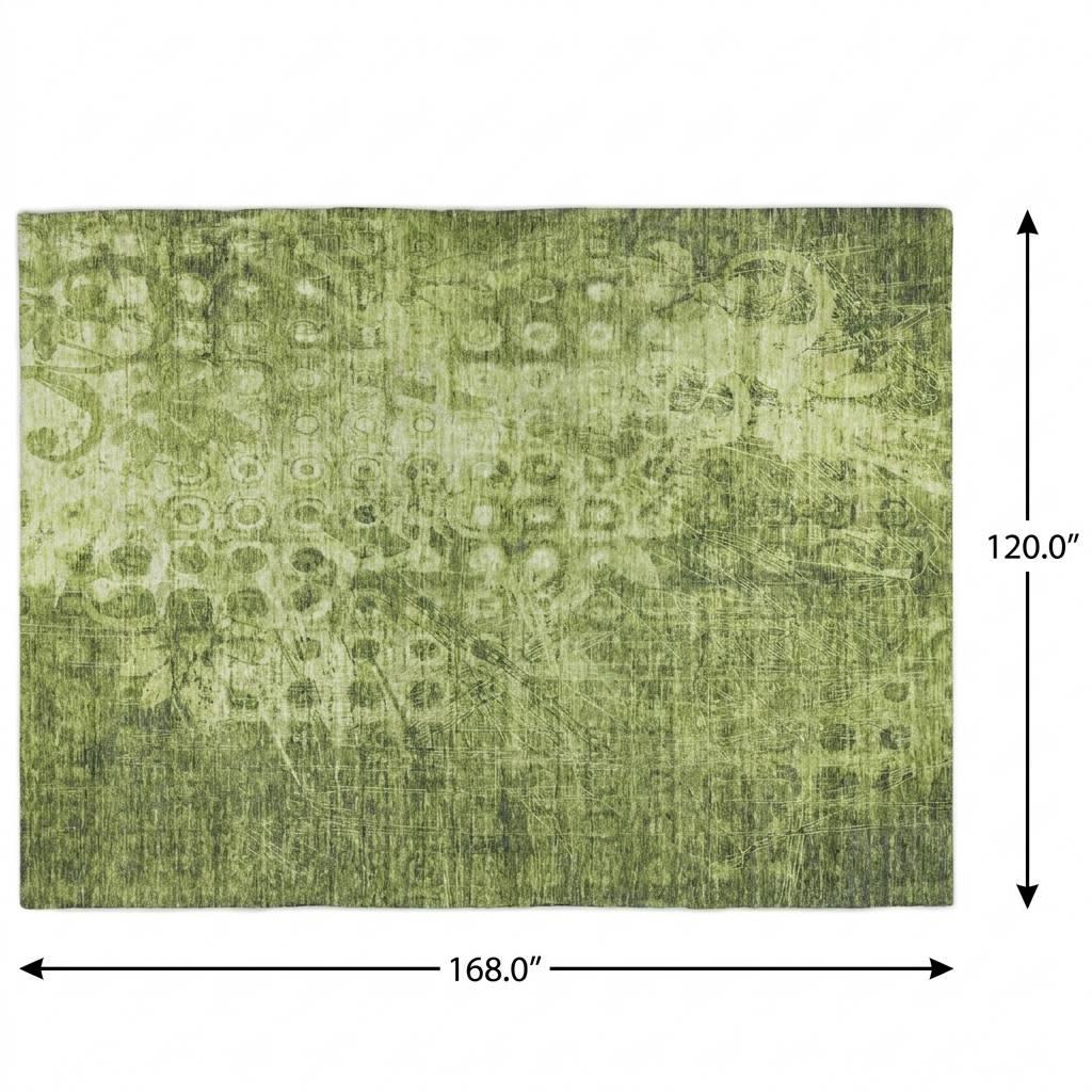 10' X 14' Olive Green And Taupe Ikat Shag Washable Area Rug With UV Protection - HomeRoots - Flyclothing LLC