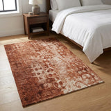3' X 5' Orange And Taupe Ikat Shag Washable Area Rug With UV Protection - HomeRoots - Flyclothing LLC