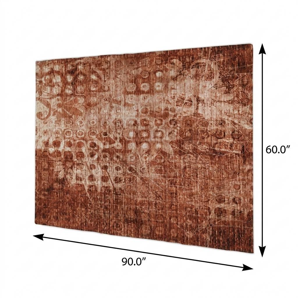 5' X 8' Orange And Taupe Ikat Shag Washable Area Rug With UV Protection - HomeRoots - Flyclothing LLC