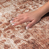 8' Orange And Taupe Ikat Shag Washable Round Rug With UV Protection - HomeRoots - Flyclothing LLC