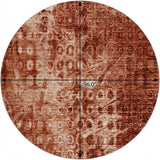 8' Orange And Taupe Ikat Shag Washable Round Rug With UV Protection - HomeRoots - Flyclothing LLC