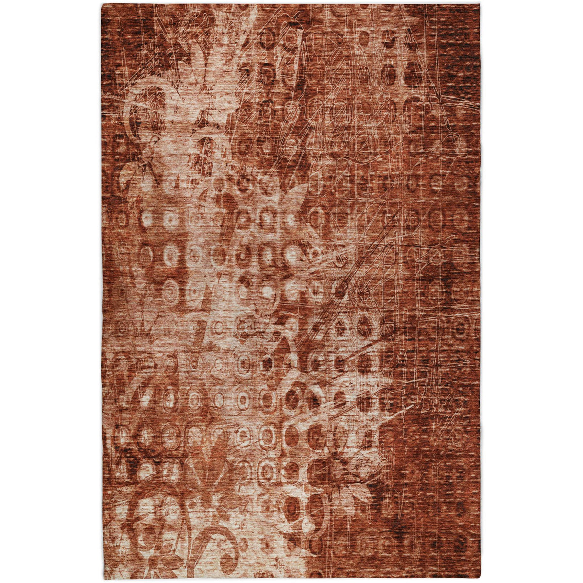 8' X 10' Orange And Taupe Ikat Shag Washable Area Rug With UV Protection - HomeRoots - Flyclothing LLC