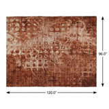 8' X 10' Orange And Taupe Ikat Shag Washable Area Rug With UV Protection - HomeRoots - Flyclothing LLC