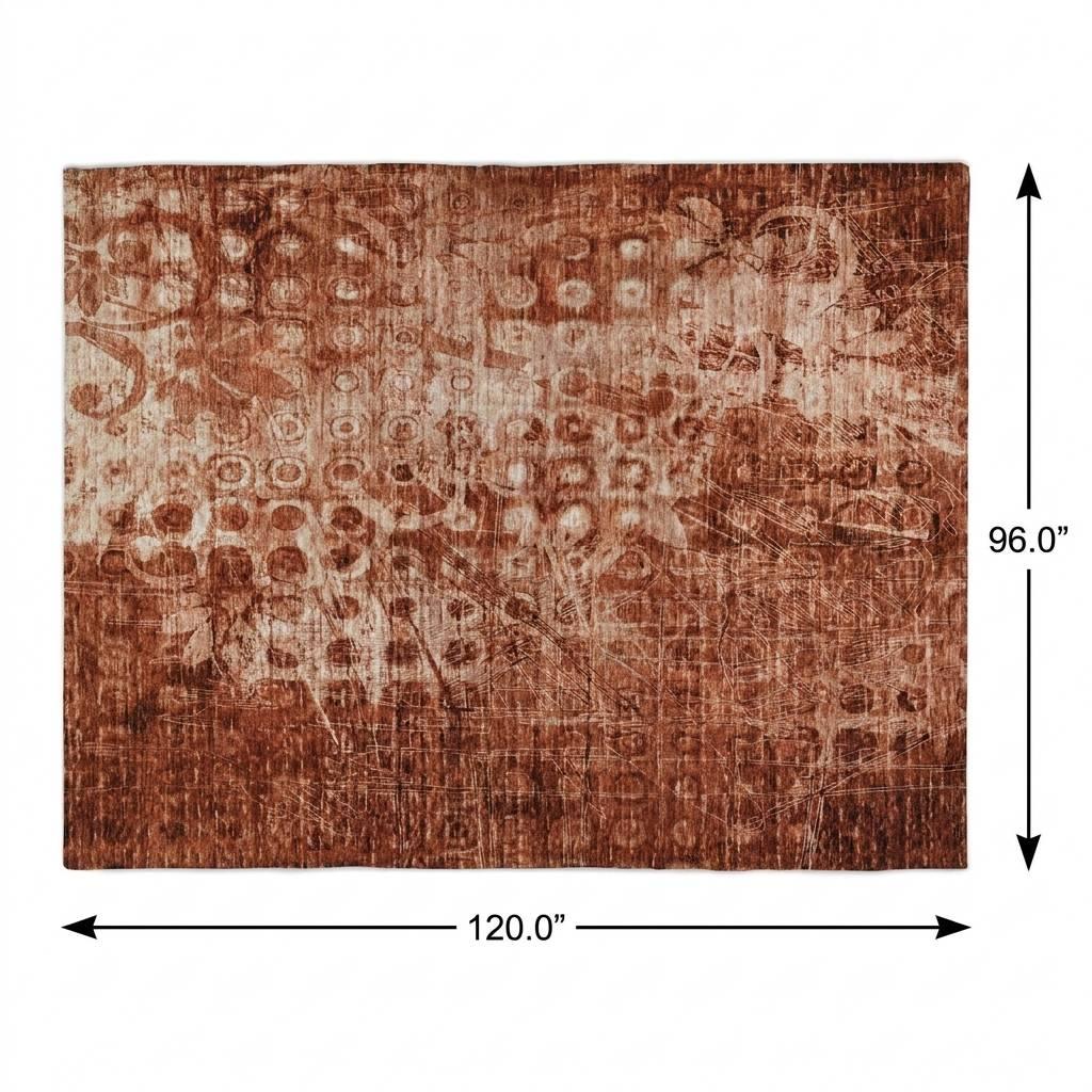 8' X 10' Orange And Taupe Ikat Shag Washable Area Rug With UV Protection - HomeRoots - Flyclothing LLC