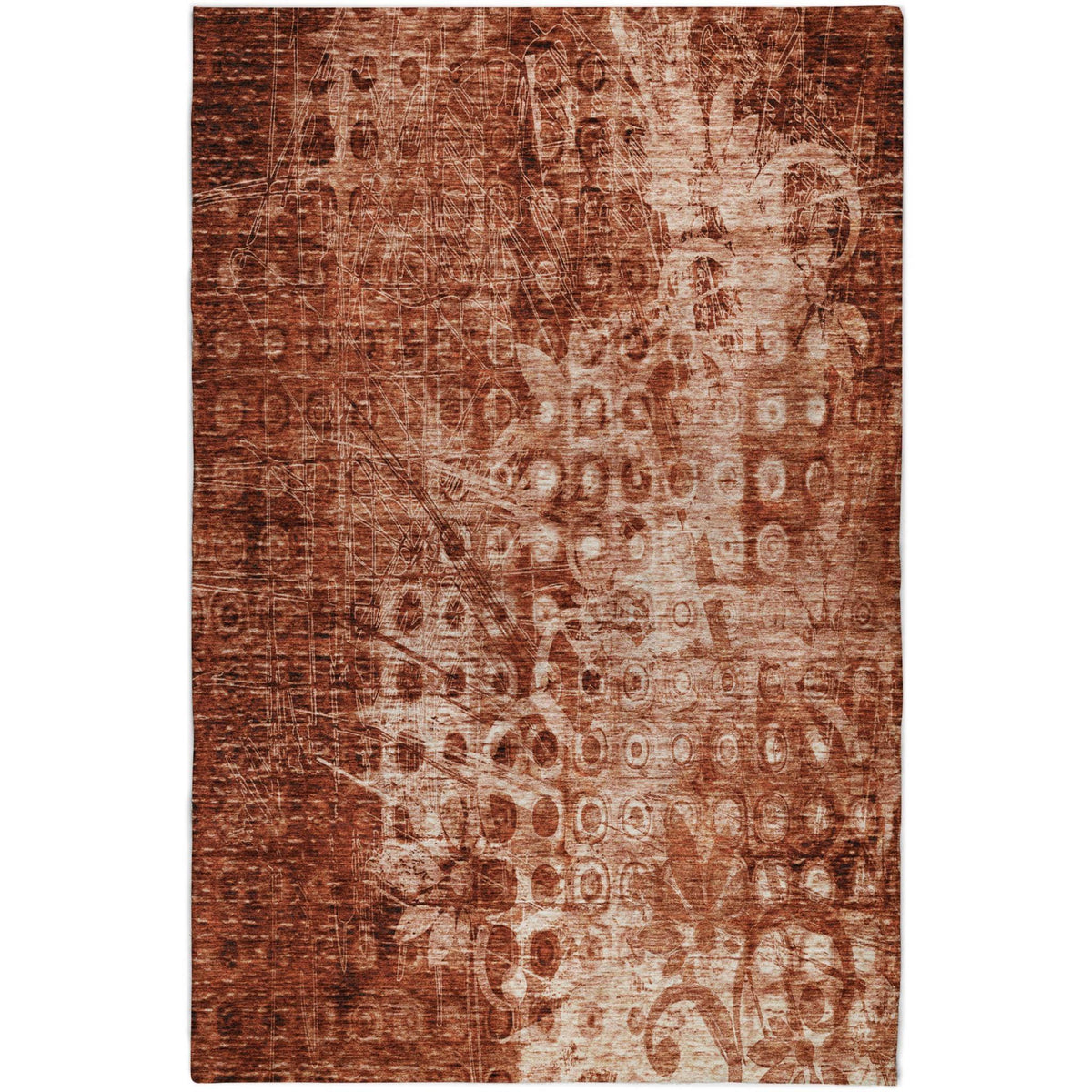 9' X 12' Orange And Taupe Ikat Shag Washable Area Rug With UV Protection - HomeRoots - Flyclothing LLC