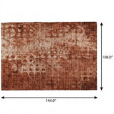 9' X 12' Orange And Taupe Ikat Shag Washable Area Rug With UV Protection - HomeRoots - Flyclothing LLC