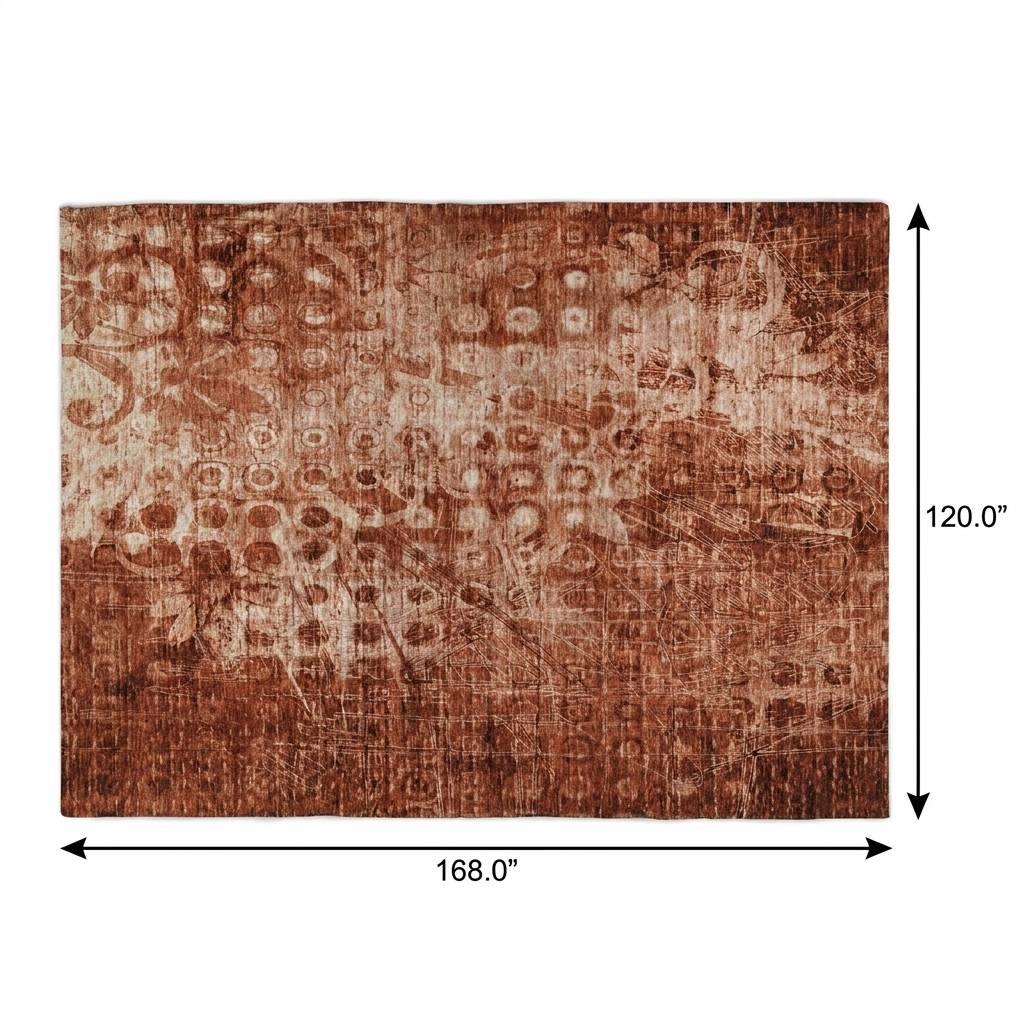 10' X 14' Orange And Taupe Ikat Shag Washable Area Rug With UV Protection - HomeRoots - Flyclothing LLC