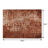 10' X 14' Orange And Taupe Ikat Shag Washable Area Rug With UV Protection - HomeRoots - Flyclothing LLC