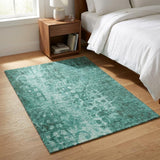 3' X 5' Teal And Ivory Ikat Shag Washable Area Rug With UV Protection - HomeRoots - Flyclothing LLC