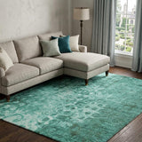 8' X 10' Teal And Ivory Ikat Shag Washable Area Rug With UV Protection - HomeRoots - Flyclothing LLC