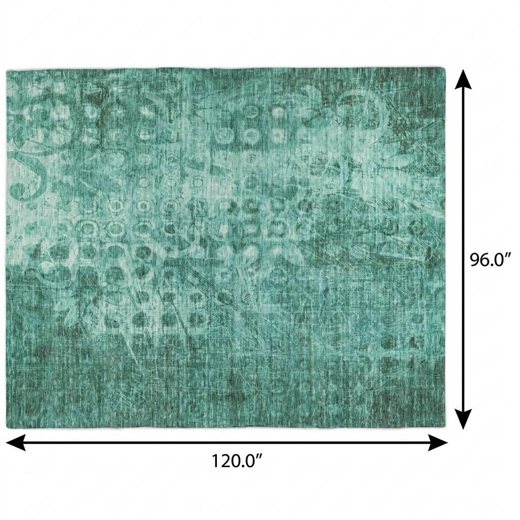 8' X 10' Teal And Ivory Ikat Shag Washable Area Rug With UV Protection - HomeRoots - Flyclothing LLC