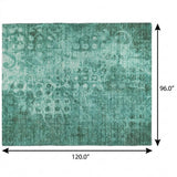 8' X 10' Teal And Ivory Ikat Shag Washable Area Rug With UV Protection - HomeRoots - Flyclothing LLC