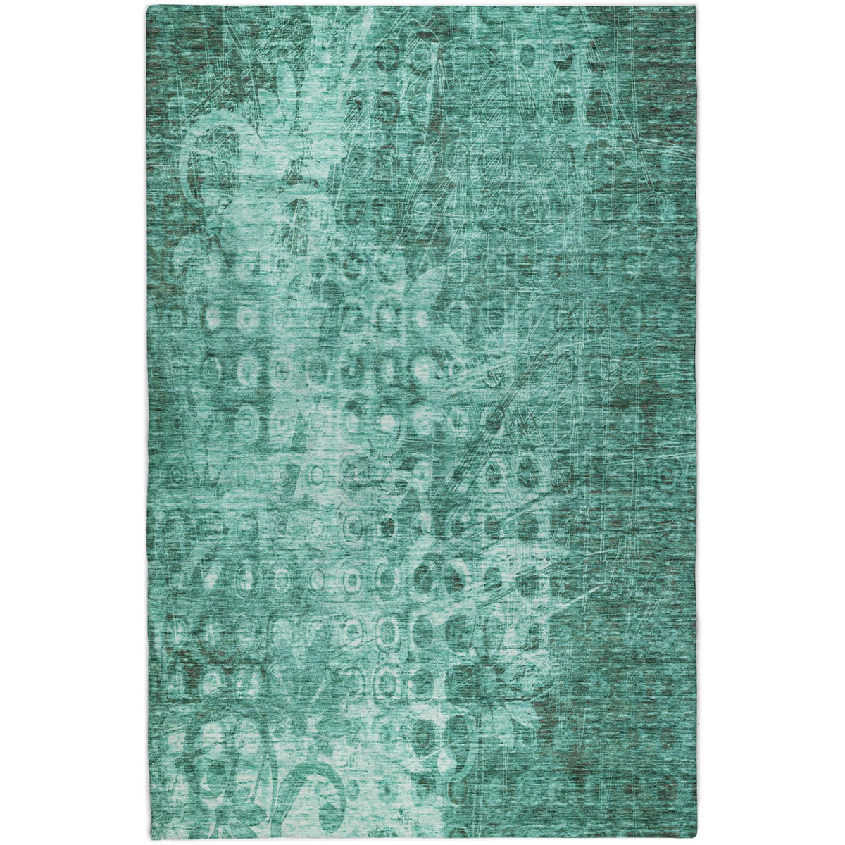 9' X 12' Teal And Ivory Ikat Shag Washable Area Rug With UV Protection - HomeRoots - Flyclothing LLC