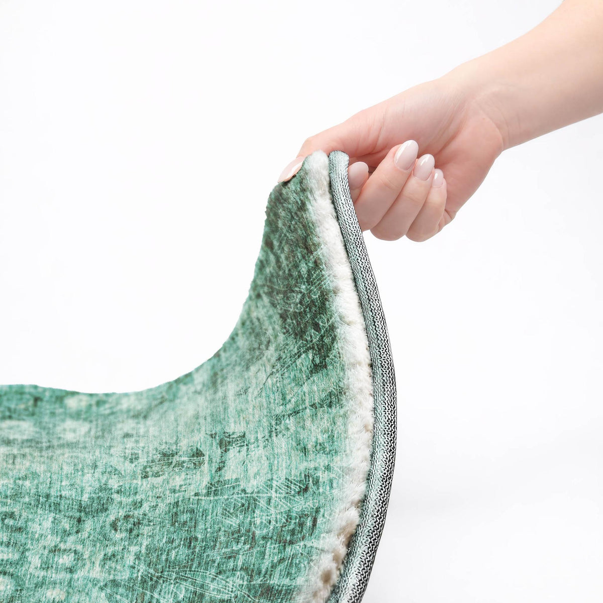 9' X 12' Teal And Ivory Ikat Shag Washable Area Rug With UV Protection - HomeRoots - Flyclothing LLC
