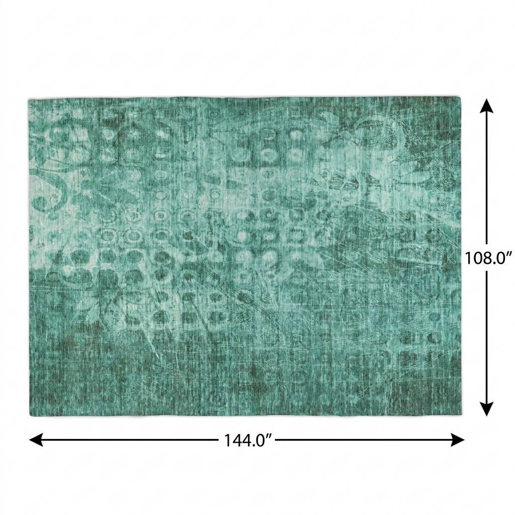 9' X 12' Teal And Ivory Ikat Shag Washable Area Rug With UV Protection - HomeRoots - Flyclothing LLC