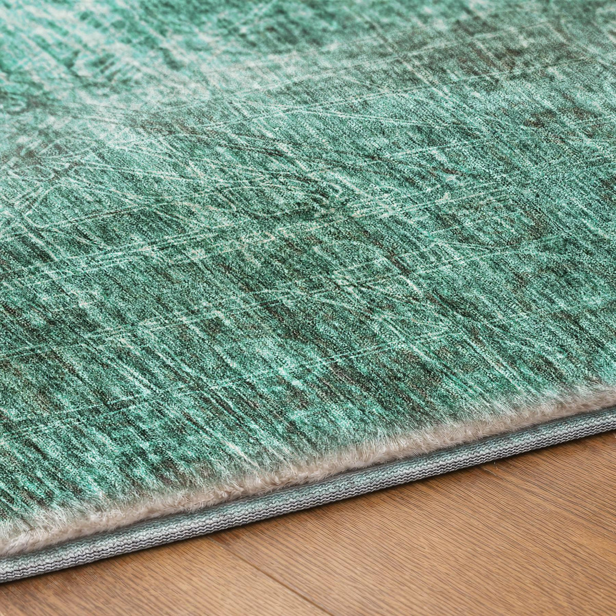 10' X 14' Teal And Ivory Ikat Shag Washable Area Rug With UV Protection - HomeRoots - Flyclothing LLC