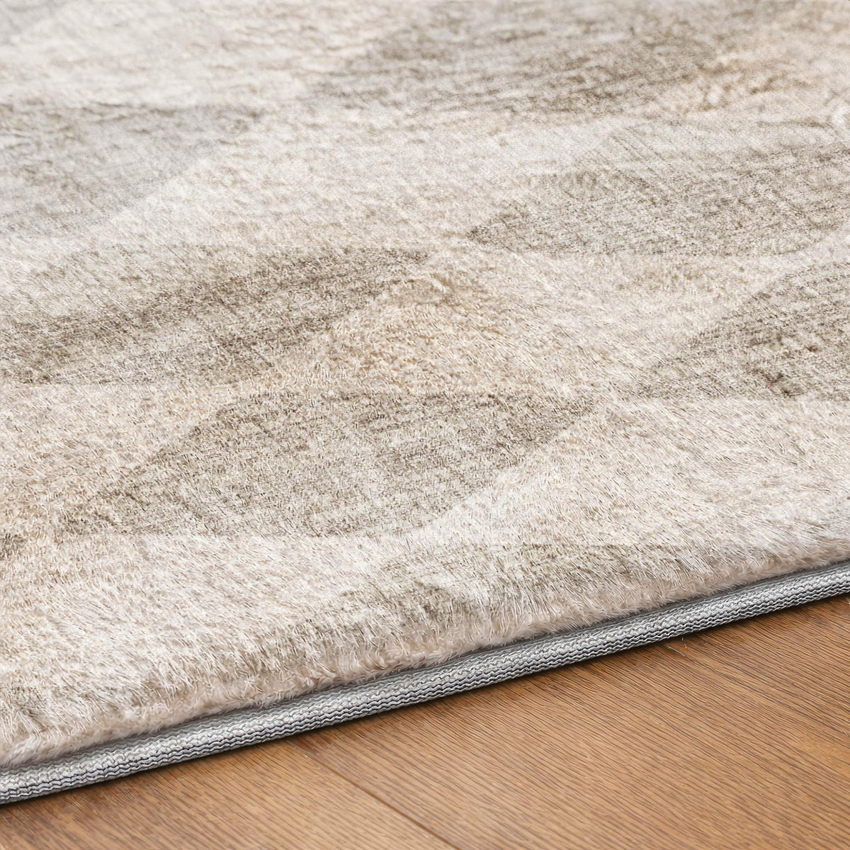 8' X 10' Beige And Ivory Geometric Shag Washable Area Rug With UV Protection - HomeRoots - Flyclothing LLC