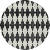8' Black And Ivory Geometric Shag Washable Round Rug With UV Protection - HomeRoots - Flyclothing LLC