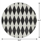 8' Black And Ivory Geometric Shag Washable Round Rug With UV Protection - HomeRoots - Flyclothing LLC