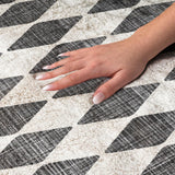 9' X 12' Black And Ivory Geometric Shag Washable Area Rug With UV Protection - HomeRoots - Flyclothing LLC